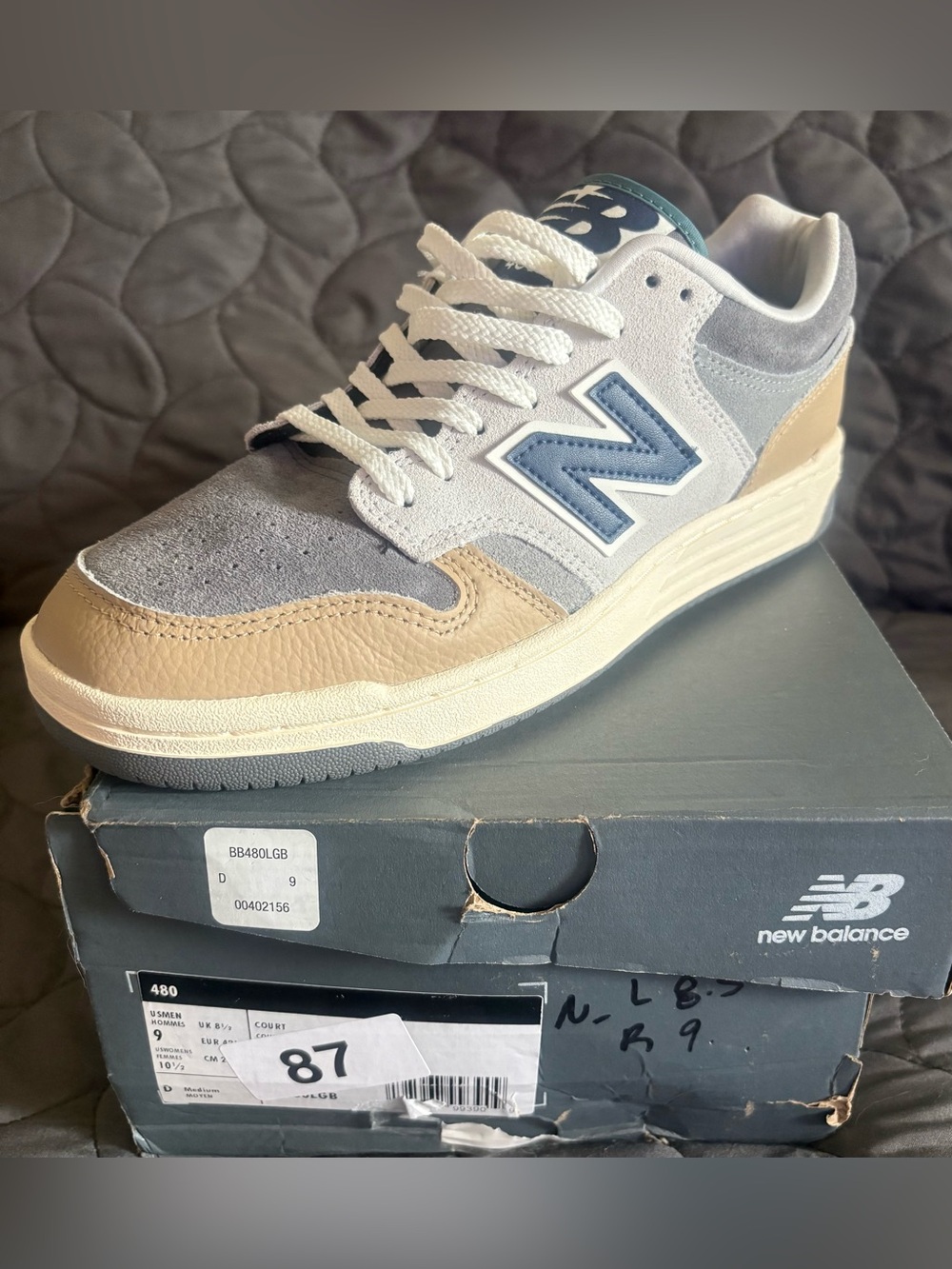 New Balance 480 Court Sneakers 9M/10.5W & 8.5M/10W BB480LGB Grey Brown MISMATCH